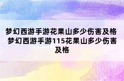 梦幻西游手游花果山多少伤害及格 梦幻西游手游115花果山多少伤害及格